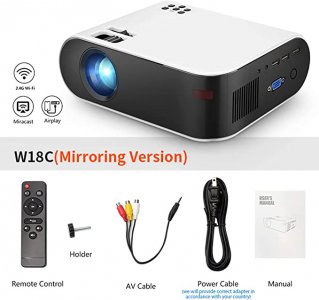 جهاز عرض AnneFish WiFi يدعم HD 1080P و 200 بوصة شاشة عرض للهاتف المحمول إسقاط مكتب منزلي محمول متوافق مع الهاتف ، VGA ، HDMI ، AV، لاب توب ، USB
